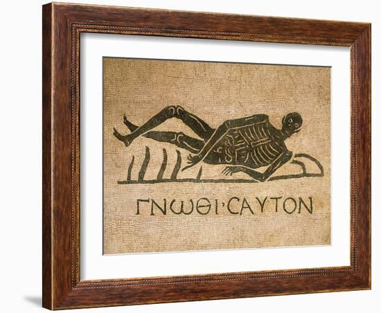 Mosaic Depicting Human Skeleton with Inscription Know Thyself-null-Framed Giclee Print