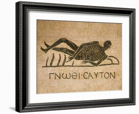 Mosaic Depicting Human Skeleton with Inscription Know Thyself-null-Framed Giclee Print