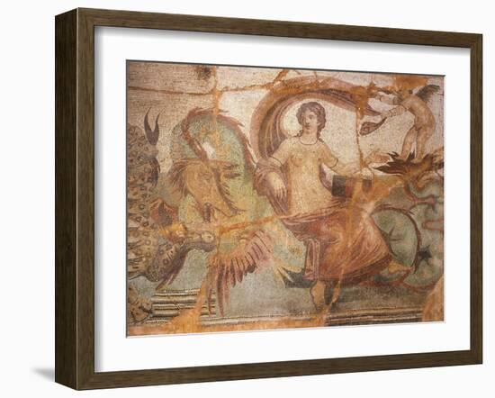 Mosaic Depicting Nereid Sitting on Sea Monster, from Baths of Lambaesis, Algeria-null-Framed Giclee Print