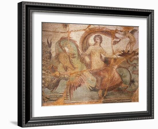 Mosaic Depicting Nereid Sitting on Sea Monster, from Baths of Lambaesis, Algeria-null-Framed Giclee Print