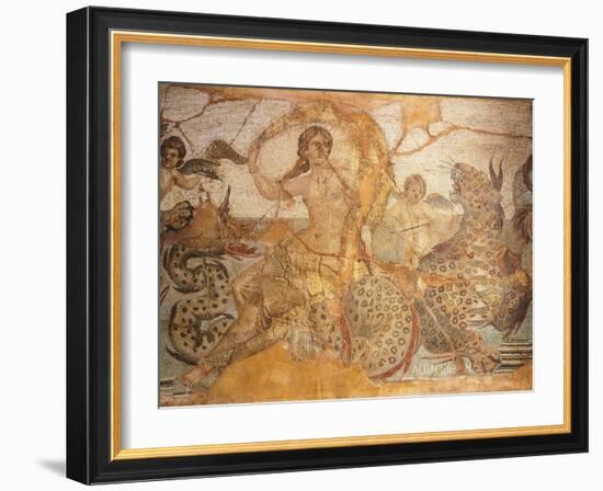 Mosaic Depicting Nereid Sitting on Sea Monster Surrounded by Cherubs-null-Framed Giclee Print