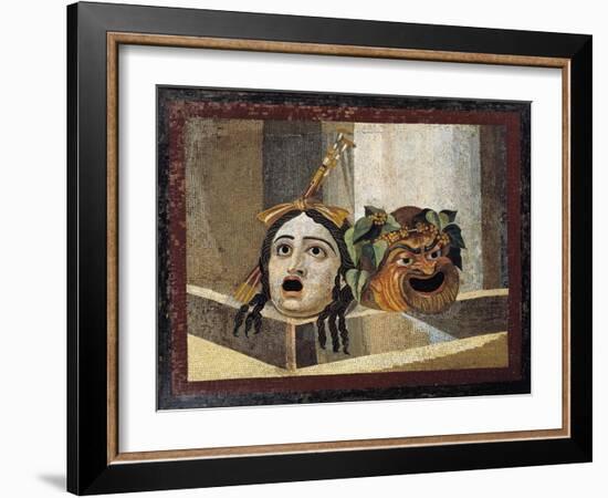 Mosaic Depicting Theatrical Masks, from Rome-null-Framed Giclee Print