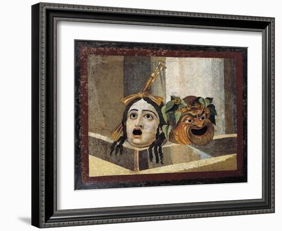 Mosaic Depicting Theatrical Masks, from Rome-null-Framed Giclee Print