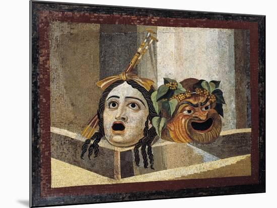 Mosaic Depicting Theatrical Masks, from Rome-null-Mounted Giclee Print