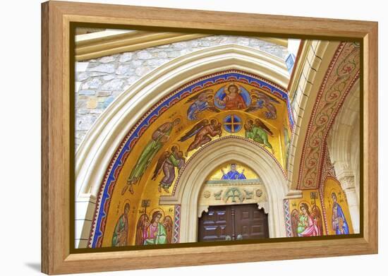 Mosaic depiction of the Vigin Mary, Kykkos Monastery, Kykkos, Troodos, Cyprus-Neil Farrin-Framed Premier Image Canvas