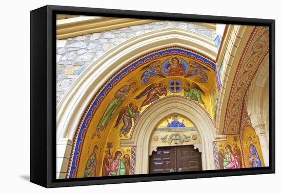 Mosaic depiction of the Vigin Mary, Kykkos Monastery, Kykkos, Troodos, Cyprus-Neil Farrin-Framed Premier Image Canvas