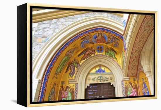 Mosaic depiction of the Vigin Mary, Kykkos Monastery, Kykkos, Troodos, Cyprus-Neil Farrin-Framed Premier Image Canvas