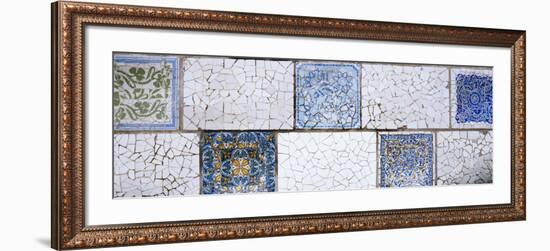 Mosaic Details on a Wall, Park Guell, El Carmel, Gracia, Barcelona, Catalonia, Spain-null-Framed Photographic Print