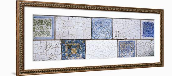 Mosaic Details on a Wall, Park Guell, El Carmel, Gracia, Barcelona, Catalonia, Spain-null-Framed Photographic Print