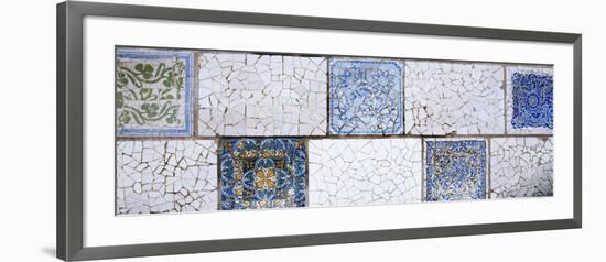 Mosaic Details on a Wall, Park Guell, El Carmel, Gracia, Barcelona, Catalonia, Spain-null-Framed Photographic Print