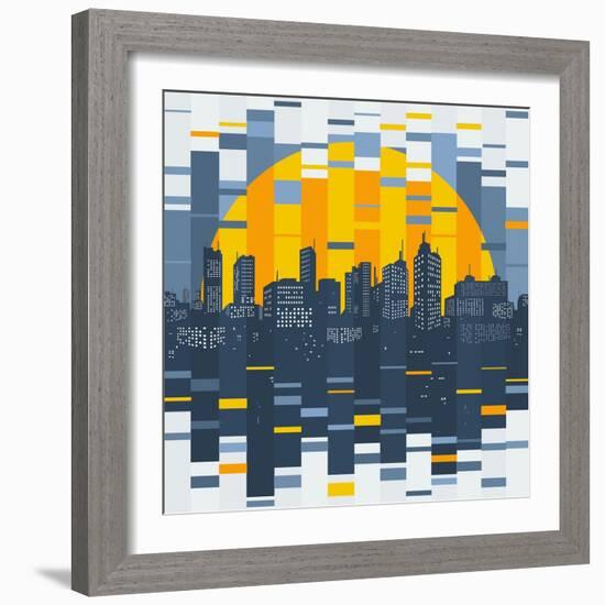 Mosaic Evening City-JoeBakal-Framed Art Print