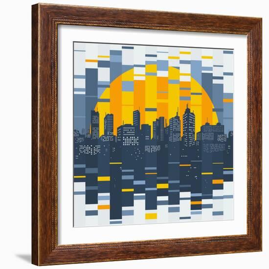 Mosaic Evening City-JoeBakal-Framed Art Print