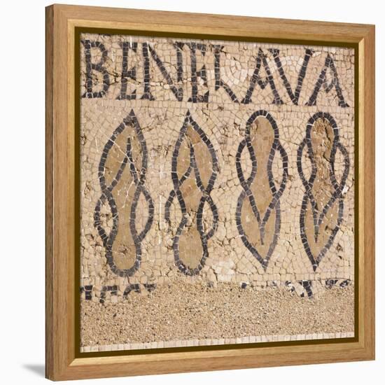 Mosaic from Villa's Entry Way Depicting Sandals and Words Bene Lava-null-Framed Premier Image Canvas