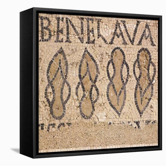 Mosaic from Villa's Entry Way Depicting Sandals and Words Bene Lava-null-Framed Premier Image Canvas