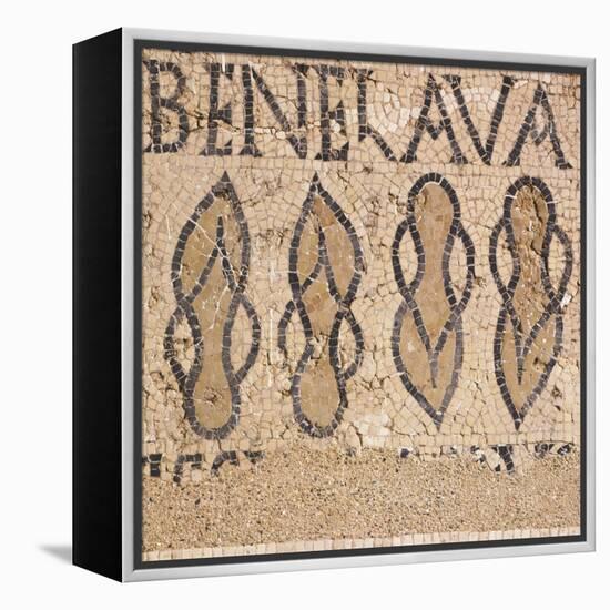 Mosaic from Villa's Entry Way Depicting Sandals and Words Bene Lava-null-Framed Premier Image Canvas