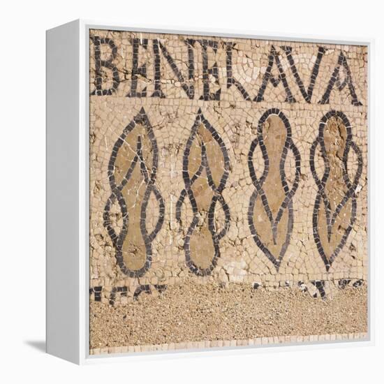 Mosaic from Villa's Entry Way Depicting Sandals and Words Bene Lava-null-Framed Premier Image Canvas