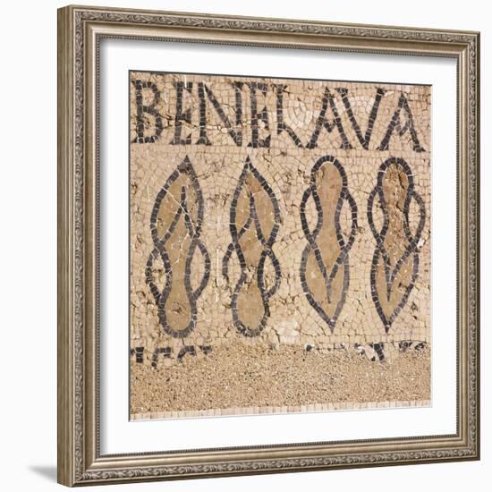 Mosaic from Villa's Entry Way Depicting Sandals and Words Bene Lava-null-Framed Giclee Print
