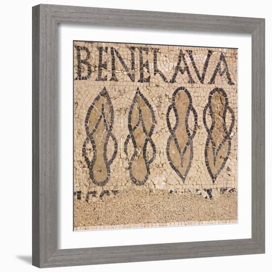 Mosaic from Villa's Entry Way Depicting Sandals and Words Bene Lava-null-Framed Giclee Print