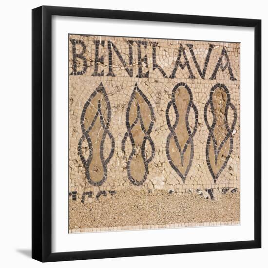 Mosaic from Villa's Entry Way Depicting Sandals and Words Bene Lava-null-Framed Giclee Print