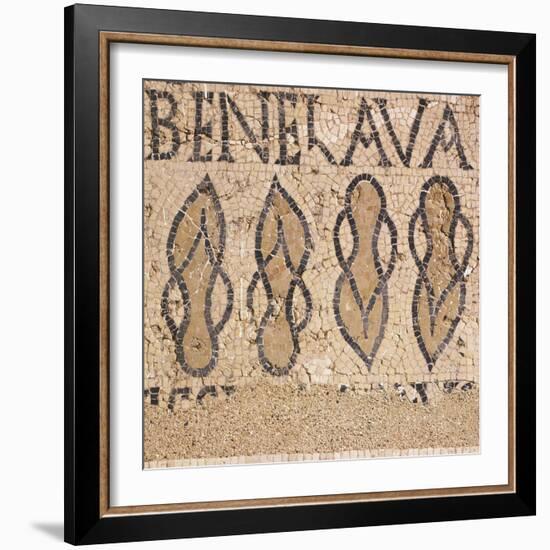 Mosaic from Villa's Entry Way Depicting Sandals and Words Bene Lava-null-Framed Giclee Print