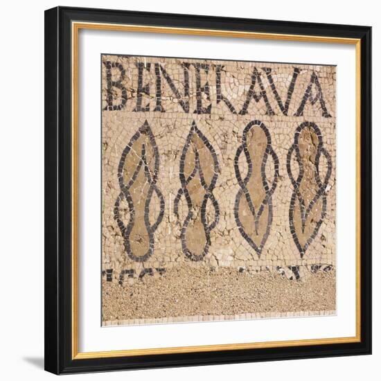 Mosaic from Villa's Entry Way Depicting Sandals and Words Bene Lava-null-Framed Giclee Print