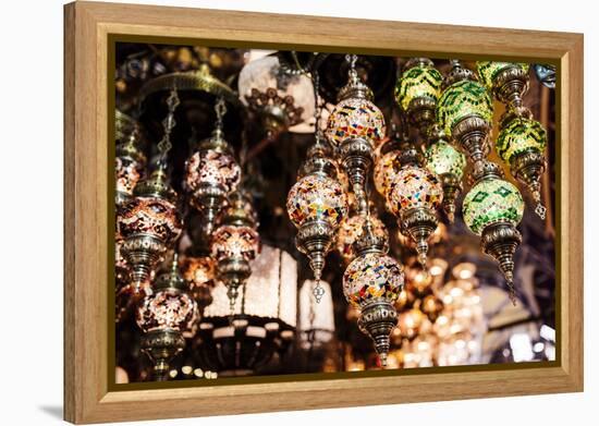 Mosaic Glass Turkish Lights on Display, Grand Bazaar (Kapali Carsi), Istanbul, Turkey-Ben Pipe-Framed Premier Image Canvas