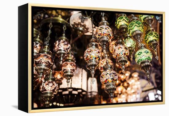 Mosaic Glass Turkish Lights on Display, Grand Bazaar (Kapali Carsi), Istanbul, Turkey-Ben Pipe-Framed Premier Image Canvas