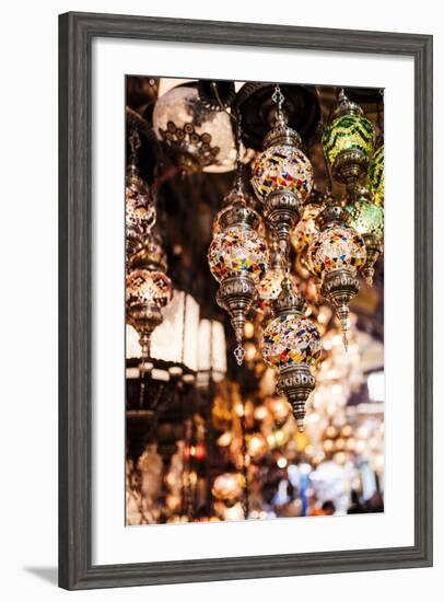 Mosaic Glass Turkish Lights on Display, Grand Bazaar (Kapali Carsi), Istanbul, Turkey-Ben Pipe-Framed Photographic Print