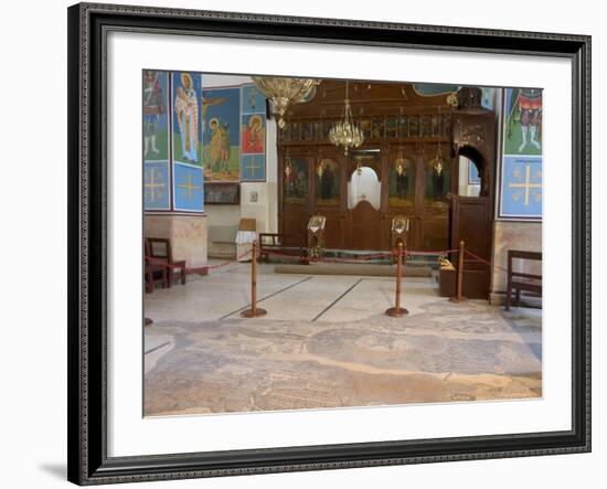 Mosaic Map Dating from 560 AD on the Floor of St. George's Church, Madaba, Jordan, Middle East-Christian Kober-Framed Photographic Print