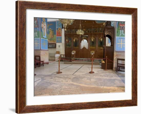 Mosaic Map Dating from 560 AD on the Floor of St. George's Church, Madaba, Jordan, Middle East-Christian Kober-Framed Photographic Print