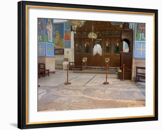 Mosaic Map Dating from 560 AD on the Floor of St. George's Church, Madaba, Jordan, Middle East-Christian Kober-Framed Photographic Print