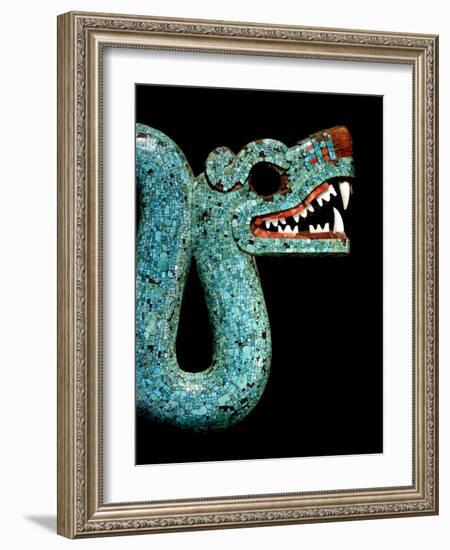 Mosaic of a Double-Headed Serpent (Detail of Head)-null-Framed Art Print