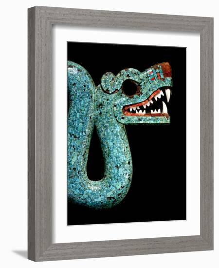 Mosaic of a Double-Headed Serpent (Detail of Head)-null-Framed Art Print