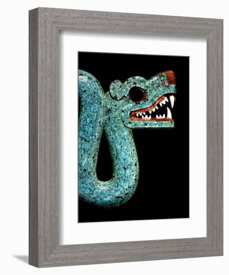 Mosaic of a Double-Headed Serpent (Detail of Head)-null-Framed Art Print