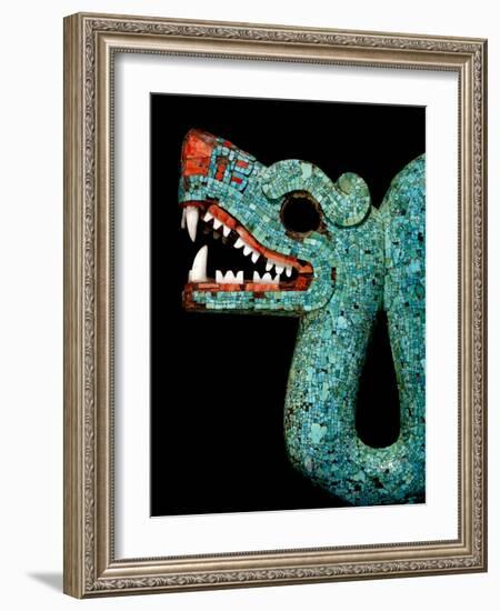 Mosaic of a Double-Headed Serpent (Detail of Head)-null-Framed Art Print