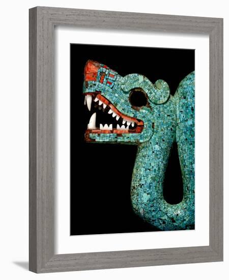 Mosaic of a Double-Headed Serpent (Detail of Head)-null-Framed Art Print