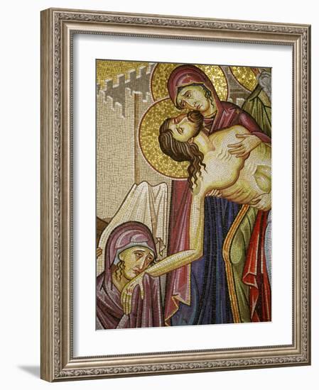 Mosaic of Christ's Death at the Church of the Holy Sepulchre, Jerusalem, Israel, Middle East-Godong-Framed Photographic Print