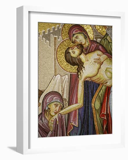 Mosaic of Christ's Death at the Church of the Holy Sepulchre, Jerusalem, Israel, Middle East-Godong-Framed Photographic Print