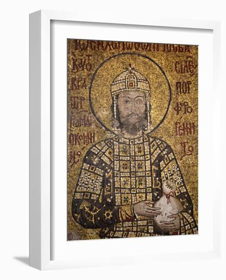 Mosaic of Emperor Ioannes I Comnenos Holding a Purse, Symbolizing Donation He Made to the Church, H-Godong-Framed Photographic Print