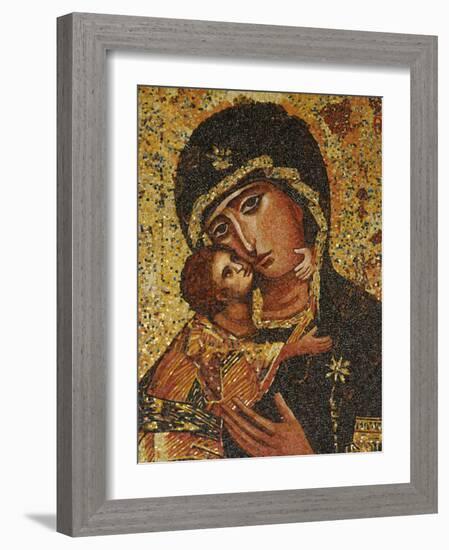 Mosaic of Greek Virgin, Annunciation Basilica, Nazareth, Galilee, Israel, Middle East-Godong-Framed Photographic Print