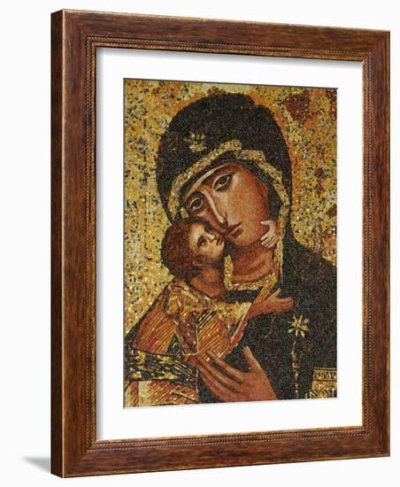 Mosaic of Greek Virgin, Annunciation Basilica, Nazareth, Galilee, Israel, Middle East-Godong-Framed Photographic Print