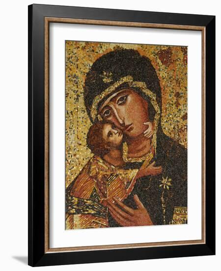 Mosaic of Greek Virgin, Annunciation Basilica, Nazareth, Galilee, Israel, Middle East-Godong-Framed Photographic Print