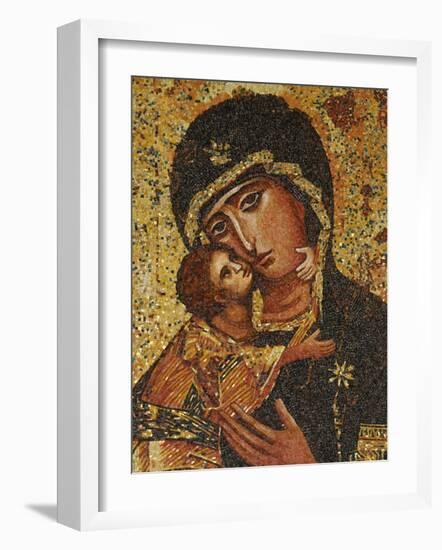 Mosaic of Greek Virgin, Annunciation Basilica, Nazareth, Galilee, Israel, Middle East-Godong-Framed Photographic Print