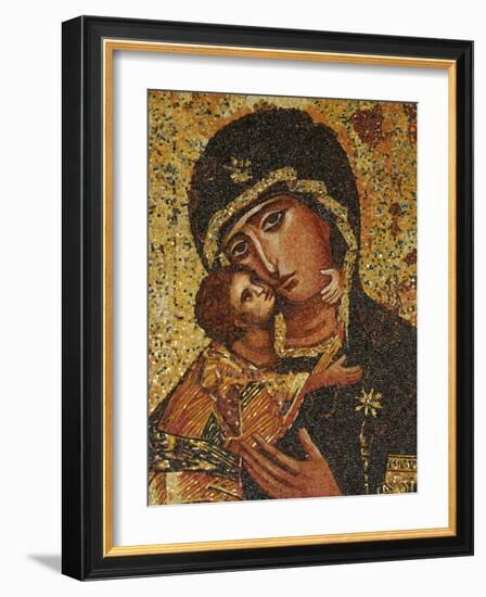 Mosaic of Greek Virgin, Annunciation Basilica, Nazareth, Galilee, Israel, Middle East-Godong-Framed Photographic Print