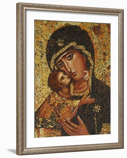 Mosaic of Greek Virgin, Annunciation Basilica, Nazareth, Galilee, Israel, Middle East-Godong-Framed Photographic Print