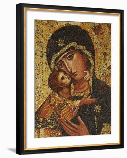 Mosaic of Greek Virgin, Annunciation Basilica, Nazareth, Galilee, Israel, Middle East-Godong-Framed Photographic Print