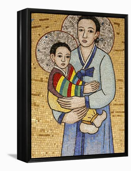 Mosaic of Korean Virgin, Annunciation Basilica, Nazareth, Galilee, Israel, Middle East-Godong-Framed Premier Image Canvas