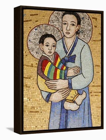 Mosaic of Korean Virgin, Annunciation Basilica, Nazareth, Galilee, Israel, Middle East-Godong-Framed Premier Image Canvas