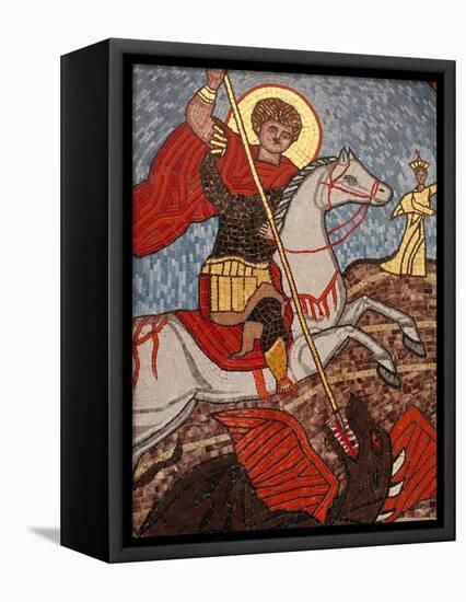 Mosaic of St. George Slaying the Dragon in St. George Coptic Orthodox Church, Cairo, Egypt-null-Framed Premier Image Canvas