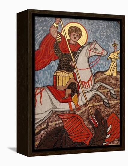Mosaic of St. George Slaying the Dragon in St. George Coptic Orthodox Church, Cairo, Egypt-null-Framed Premier Image Canvas